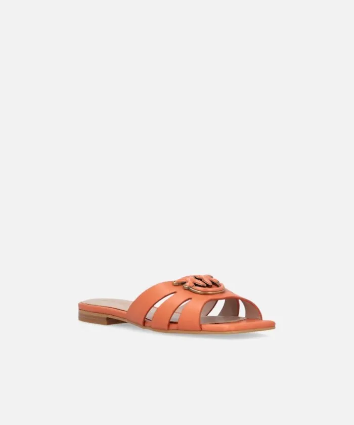 Women Flats Pinko Nappa Leather Slippers With Bird Logo Blusher Women Flats Pinko Nappa Leather Slippers With Bird Logo Blusher