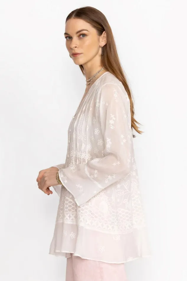Women FLEUR DU JOUR TUNIC White Johnny Was Tops Women FLEUR DU JOUR TUNIC White Johnny Was Tops
