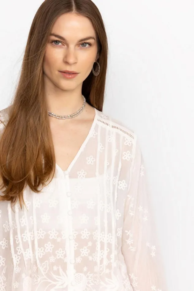 Women FLEUR DU JOUR TUNIC White Johnny Was Tops Women FLEUR DU JOUR TUNIC White Johnny Was Tops