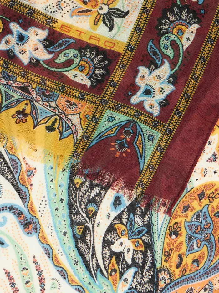 Women Floral Paisley Cashmere Scarf Etro Scarves And Silk