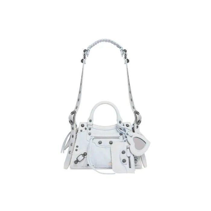 Women Handbags Balenciaga Neo Cagole Xs Handbag Denim With Rhinestones In Light Blue