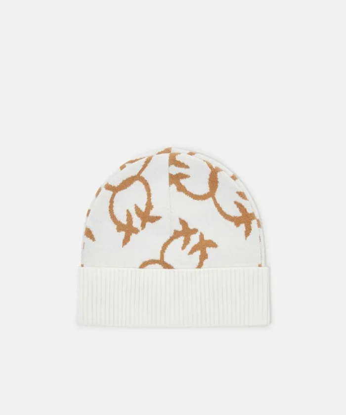 Women Hats Pinko Monogram Jacquard Beanie Creambeige Women Hats Pinko Monogram Jacquard Beanie Creambeige