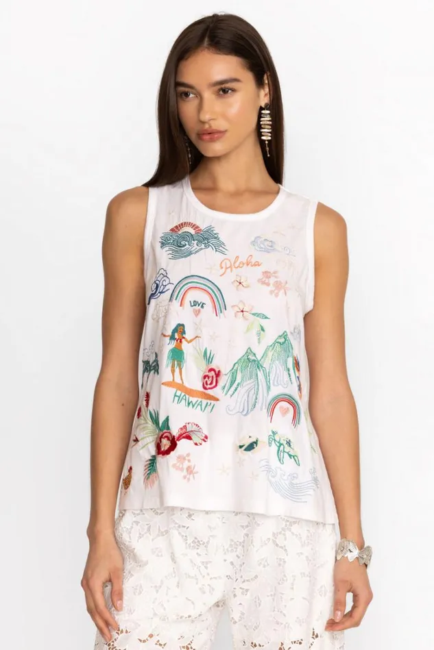 Women HAWAII KNIT TANK White Johnny Was Tops Women HAWAII KNIT TANK White Johnny Was Tops