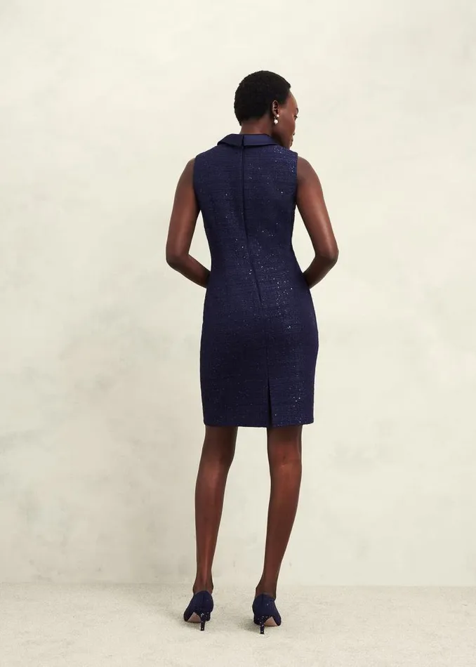 Women HOBBS Dresses and Jumpsuits Prisha Sequin Tweed Dress Midnight Navy