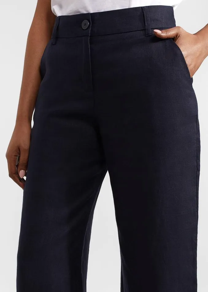 Women HOBBS Trousers Lynn Linen Trousers Navy