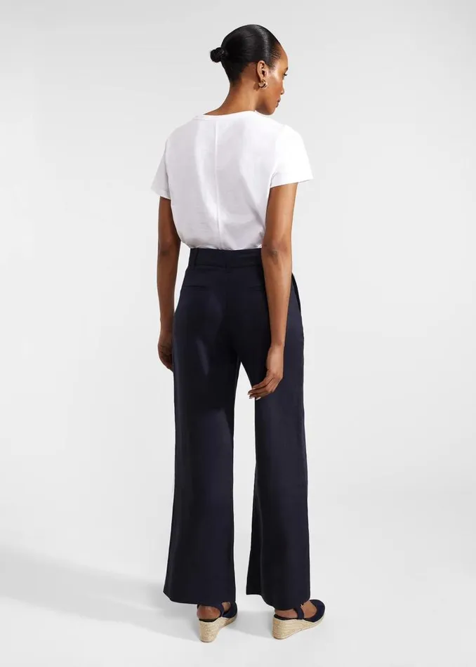 Women HOBBS Trousers Lynn Linen Trousers Navy