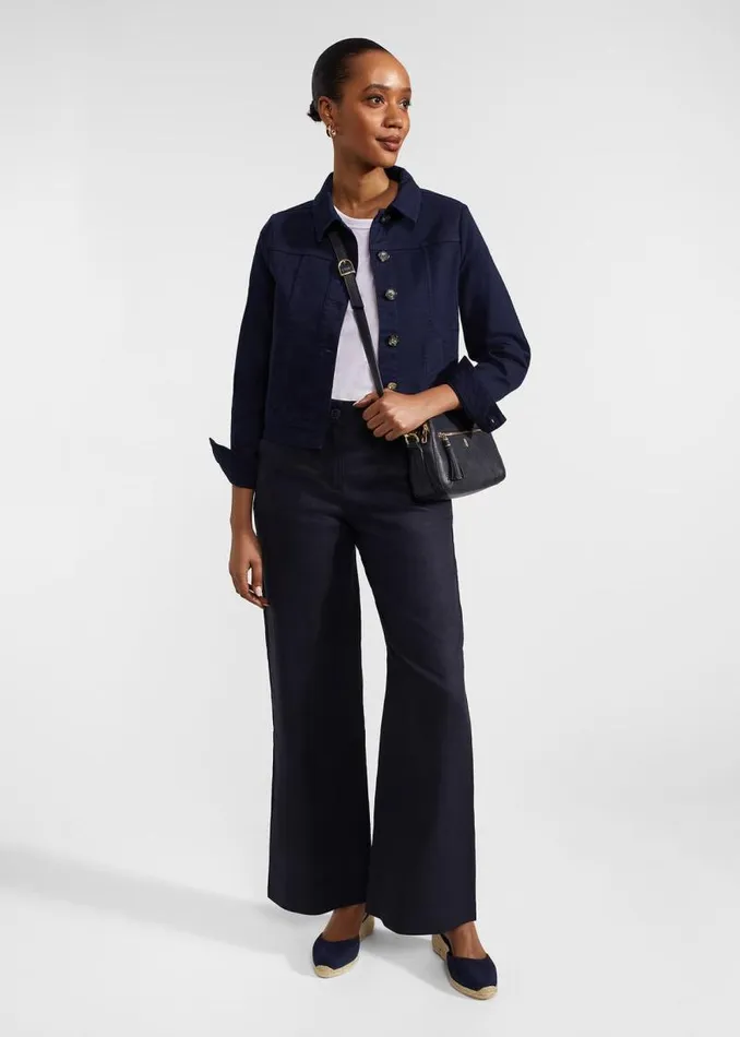 Women HOBBS Trousers Lynn Linen Trousers Navy