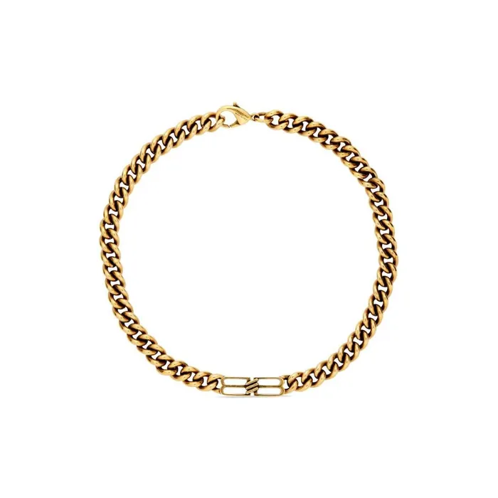 Women Jewellery Balenciaga Bb Icon Gourmette Necklace In Antique Gold
