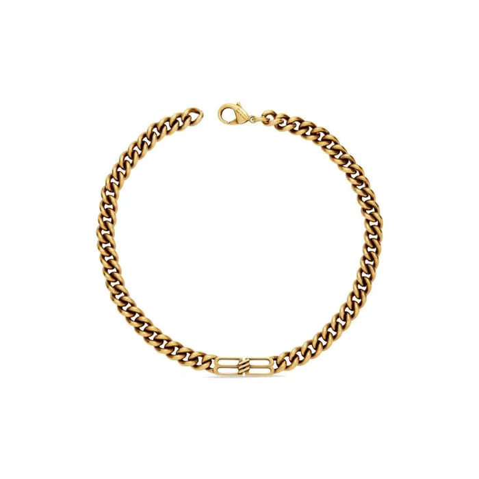 Women Jewellery Balenciaga Bb Icon Gourmette Necklace In Antique Gold