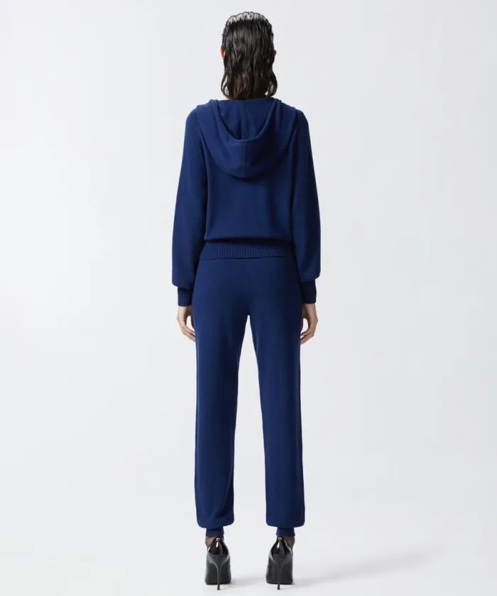 Women Knitwear Pinko Cashmereblend Hoodie With Zip Iris Blue Women Knitwear Pinko Cashmereblend Hoodie With Zip Iris Blue