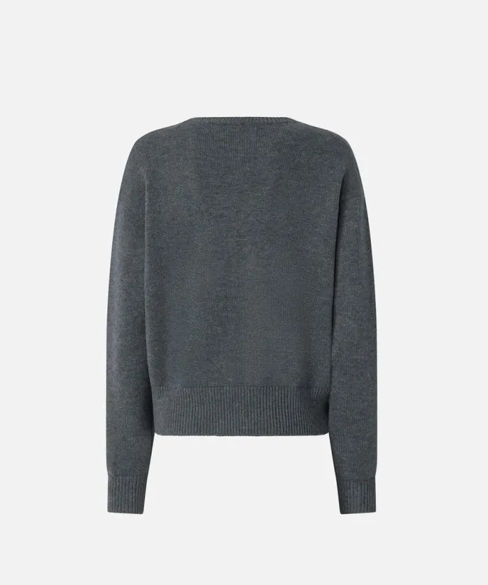 Women Knitwear Pinko PINKO Love Birds Pullover Greyblack Women Knitwear Pinko PINKO Love Birds Pullover Greyblack