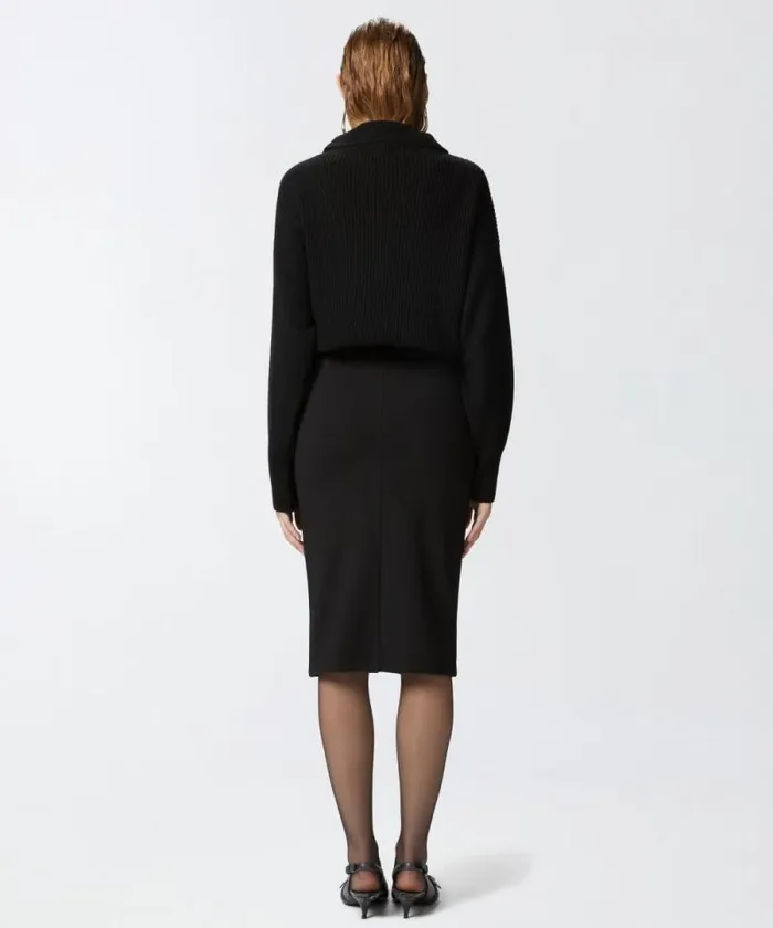 Women Knitwear Pinko Ribbed Jumper With Zip Neck Limo Black Women Knitwear Pinko Ribbed Jumper With Zip Neck Limo Black
