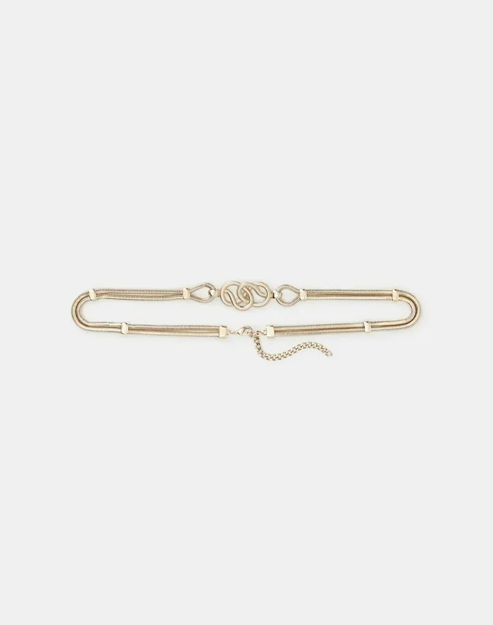 Women Lafayette 148 New York Belts Italian Infinity Knot Chain Belt Pale Gold