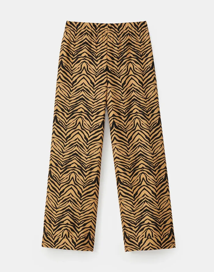 Women Lafayette 148 New York Pants and Shorts Riverside Cropped Pant In Mini Zevron Print Shantung Honeynut Multi