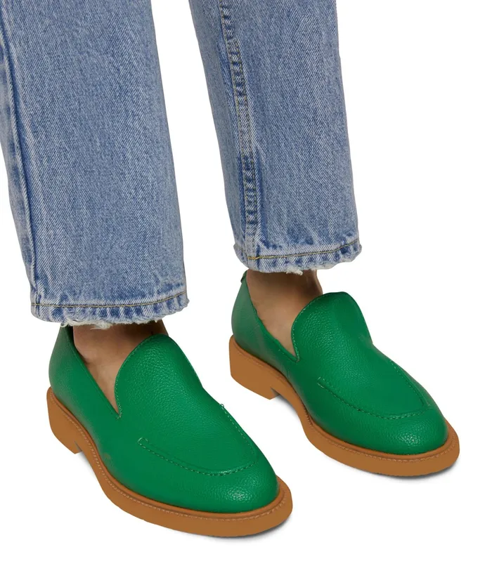 Women Laj WomenS Vegan Loafer Green Natural Matt and Nat Flats