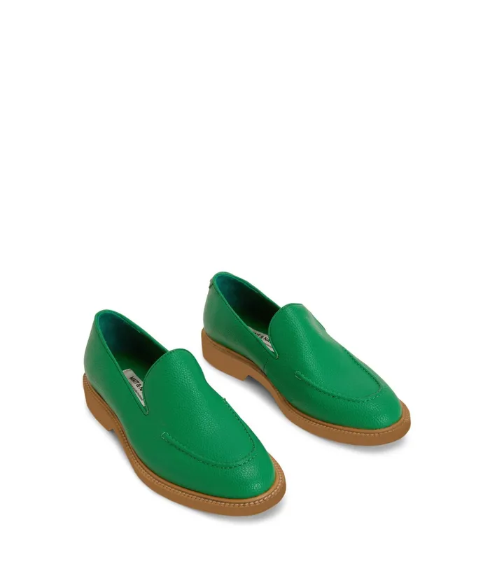 Women Laj WomenS Vegan Loafer Green Natural Matt and Nat Flats