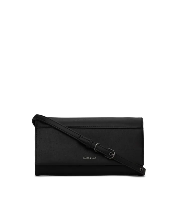 Women Lette Vegan Wallet Crossbody Bag 8211 Vintage Black Matt and Nat Wallets
