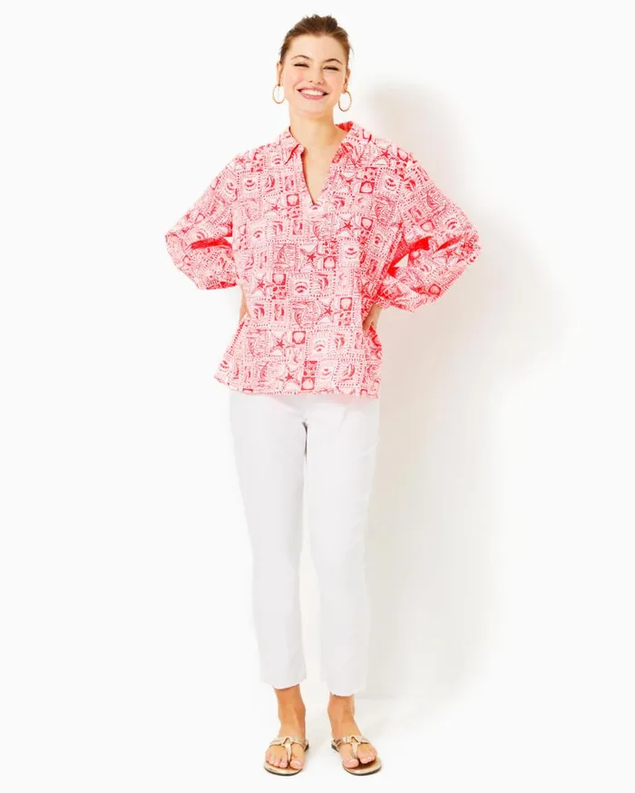Women Lilly Pulitzer Bottoms 27034 Montoya Chino Pant Mizner Red