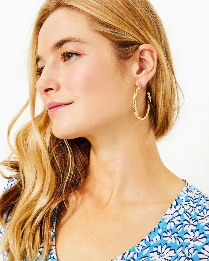 Women Lilly Pulitzer Jewelry Tropical Twist Hoop Earrings Gold Metallic Women Lilly Pulitzer Jewelry Tropical Twist Hoop Earrings Gold Metallic