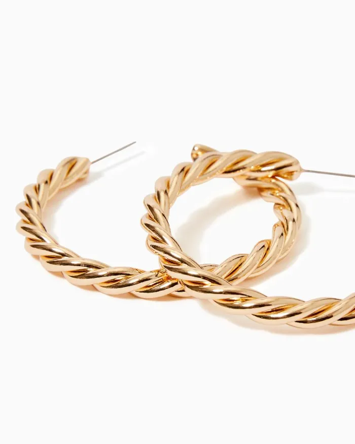 Women Lilly Pulitzer Jewelry Tropical Twist Hoop Earrings Gold Metallic Women Lilly Pulitzer Jewelry Tropical Twist Hoop Earrings Gold Metallic
