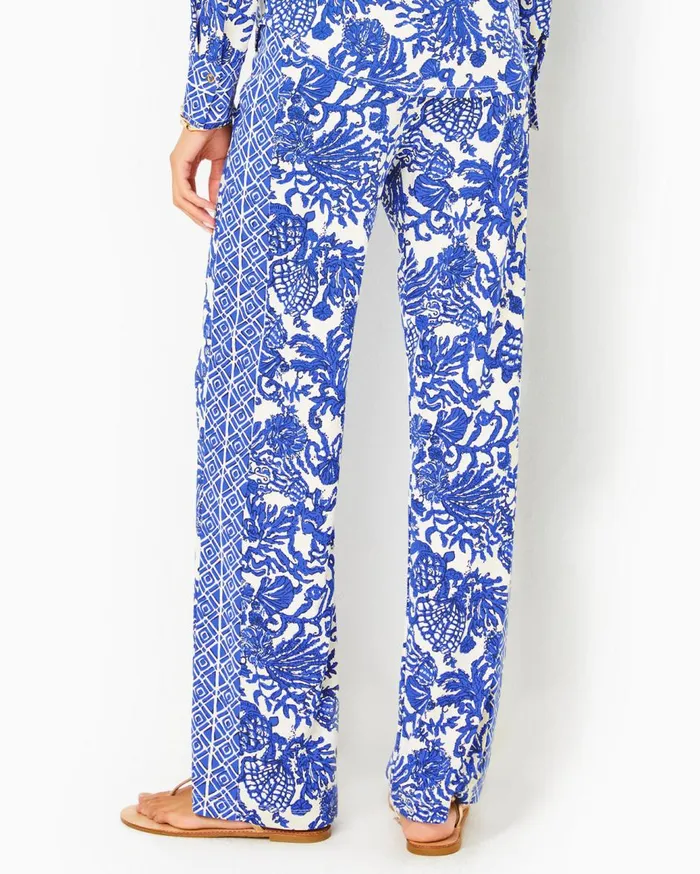 Women Lilly Pulitzer Matching Sets UPF 50 Marlena Button Down Top and Grenada Knit Pant Set Deeper Coconut Ride With Me Engineered Chillylilly