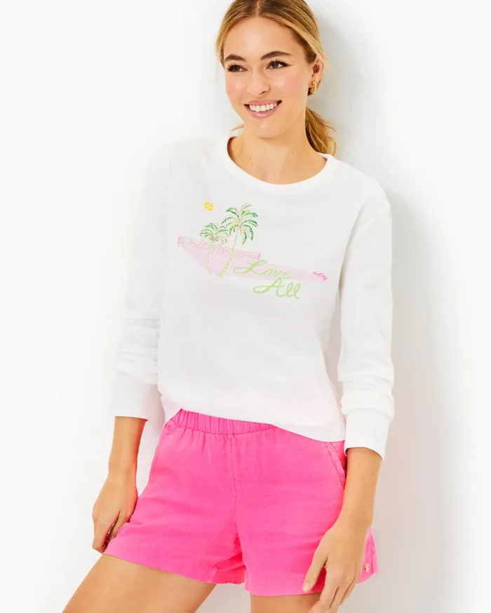 Women Lilly Pulitzer Tops Luxletic Rally Cotton Tee Resort White Love All Graphic