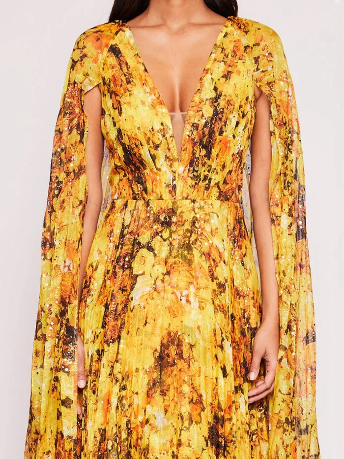 Women Marchesa Dresses Foiled Garden Gown Yellow Gold Women Marchesa Dresses Foiled Garden Gown Yellow Gold