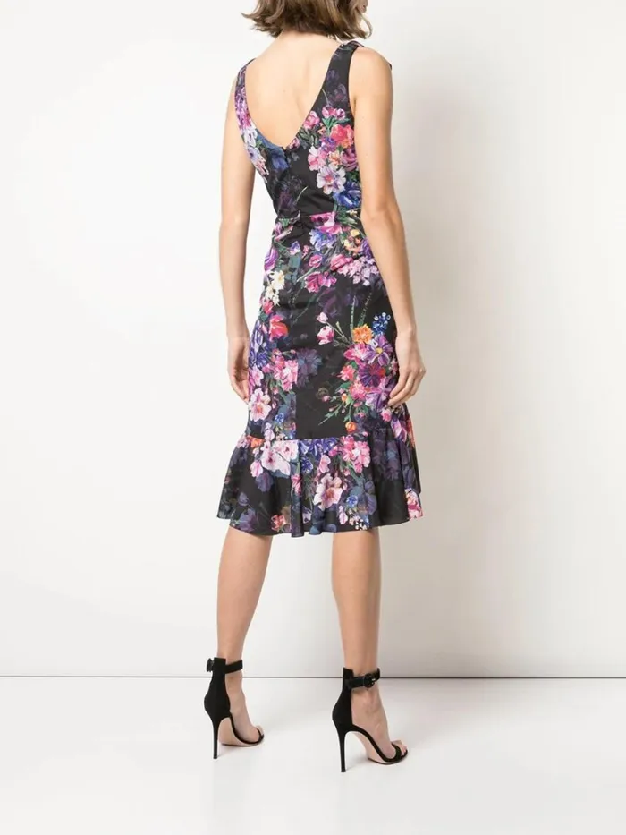 Women Marchesa Dresses Ruffle Cocktail Dress Black