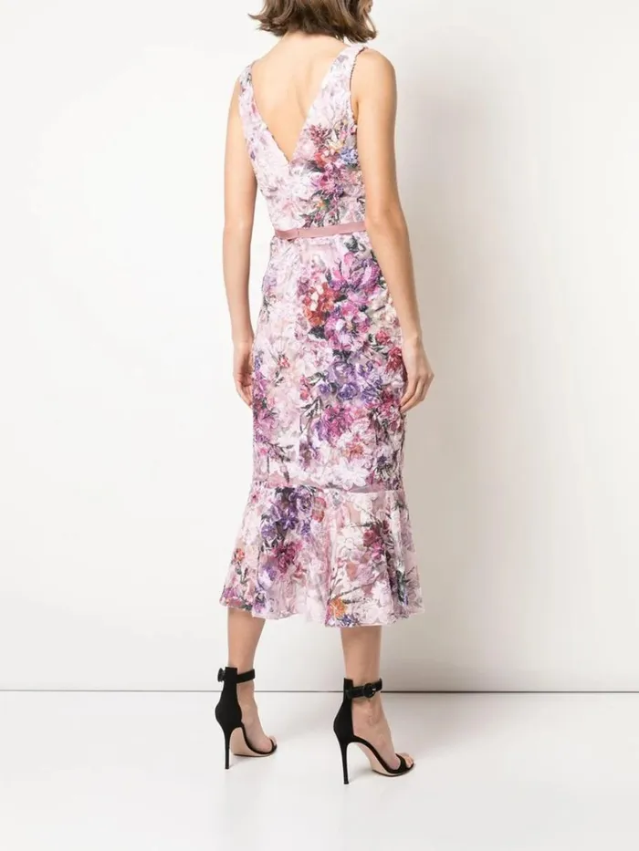 Women Marchesa Dresses Soutache VNeck Mermaid Cocktail Dress Blush