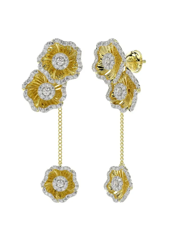 Women Marchesa Jewelry Halo Flower Yellow Gold Drop Earrings Yellow Gold Women Marchesa Jewelry Halo Flower Yellow Gold Drop Earrings Yellow Gold