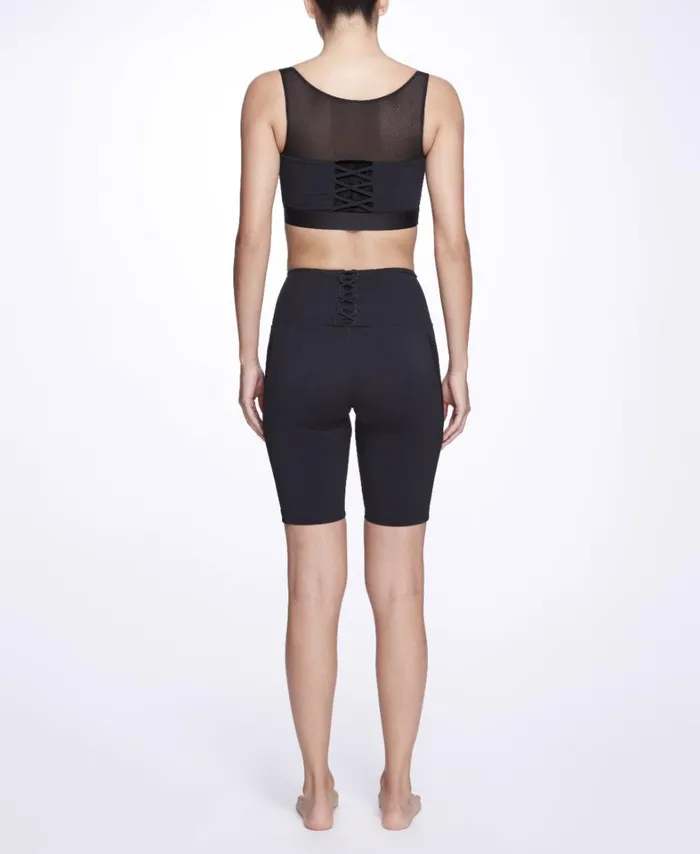 Women Marchesa Tops Black Low Cut Mesh Sports Bra Black Women Marchesa Tops Black Low Cut Mesh Sports Bra Black