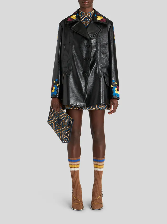 Women Maxi Patent Faux Leather Jacket Etro Coats And Outerwear