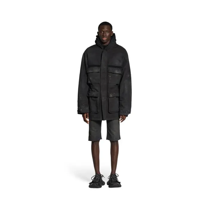 WomenMen Coats and Jackets Balenciaga Balenciaga Double Front Military Parka In Black