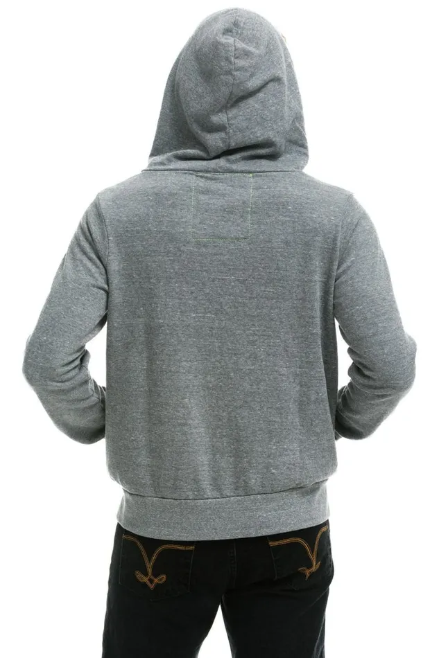 WomenMen Hoodies Aviator Nation 5 Stripe Hoodie 8211 Heather Grey Blue