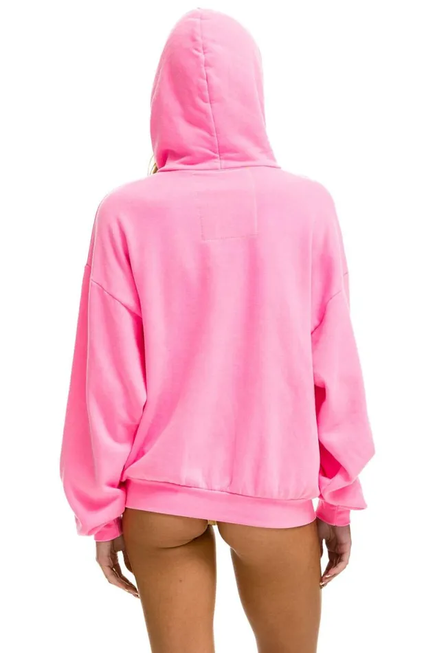 WomenMen Hoodies Aviator Nation Logo Pullover Relaxed Hoodie 8211 Neon Pink