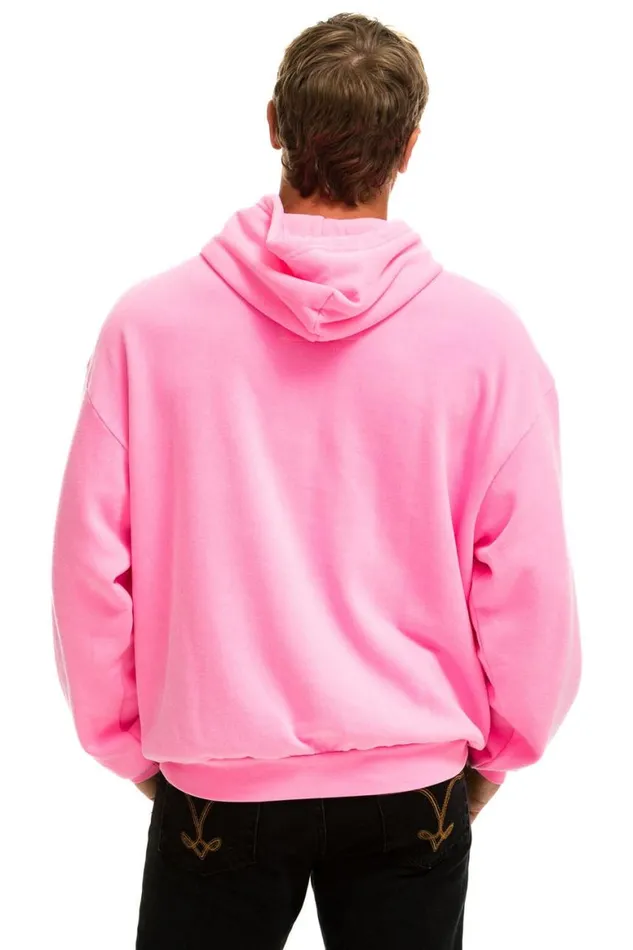WomenMen Hoodies Aviator Nation Logo Pullover Relaxed Hoodie 8211 Neon Pink