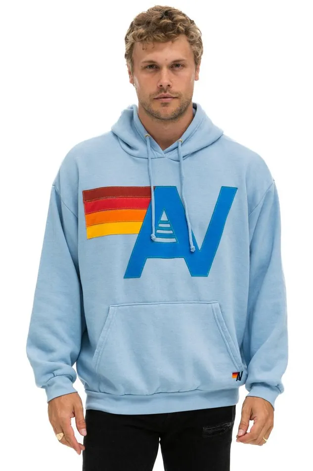 WomenMen Hoodies Aviator Nation Logo Stitch Pullover Relaxed Hoodie 8211 Ice