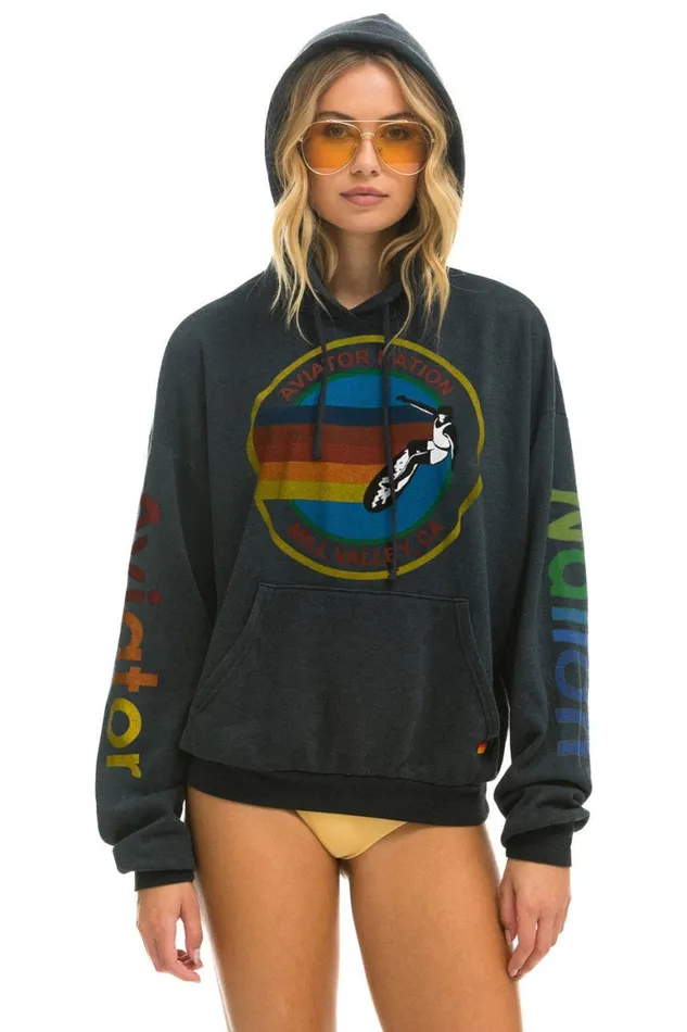 WomenMen Hoodies Aviator Nation Mill Valley Relaxed Pullover Hoodie 8211 Charcoal