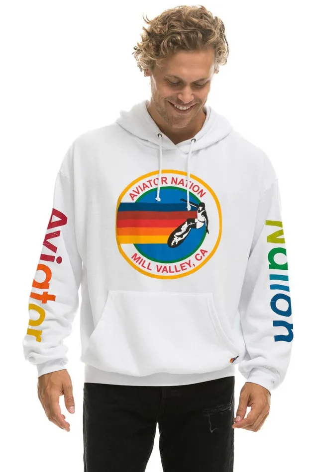 WomenMen Hoodies Aviator Nation Mill Valley Relaxed Pullover Hoodie 8211 White