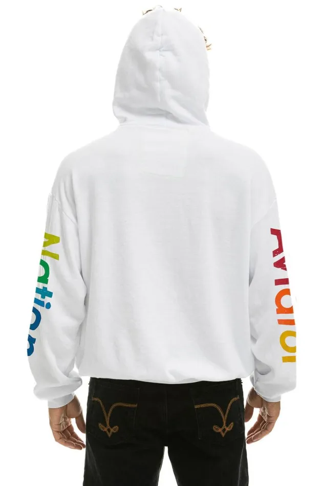WomenMen Hoodies Aviator Nation Mill Valley Relaxed Pullover Hoodie 8211 White