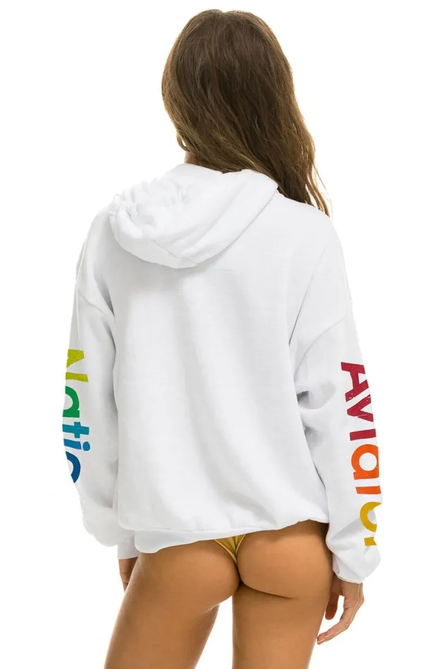 WomenMen Hoodies Aviator Nation Mill Valley Relaxed Pullover Hoodie 8211 White
