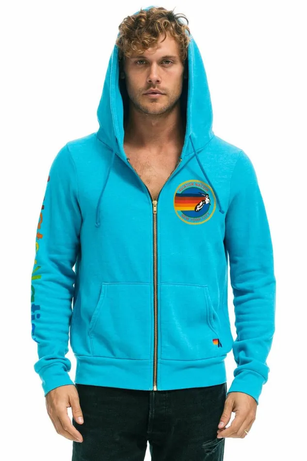 WomenMen Hoodies Aviator Nation New York City Hoodie 8211 Neon Blue