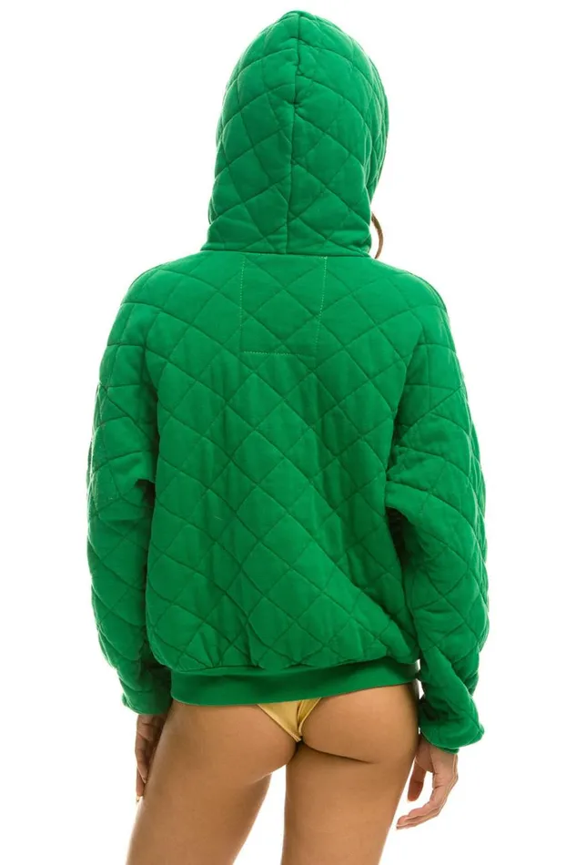 WomenMen Hoodies Aviator Nation Quilted Zip Hoodie Relaxed 8211 Kelly Green