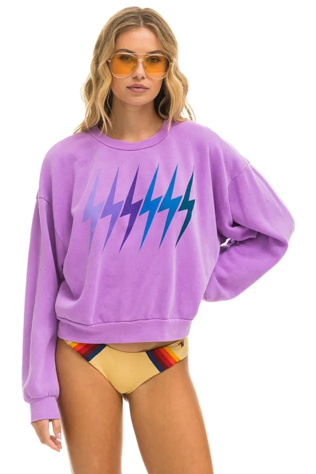 WomenMen Sweatshirts Aviator Nation Bolt Gradient Relaxed Crew Sweatshirt 8211 Neon Purple Purple