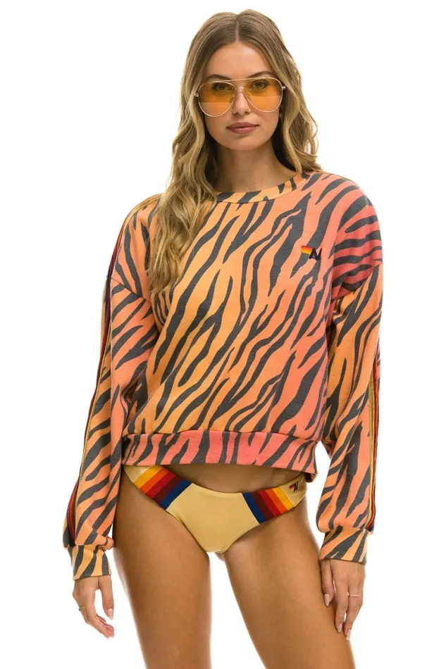 WomenMen Sweatshirts Aviator Nation Classic Relaxed Fit Crew Sweatshirt 8211 Tiger