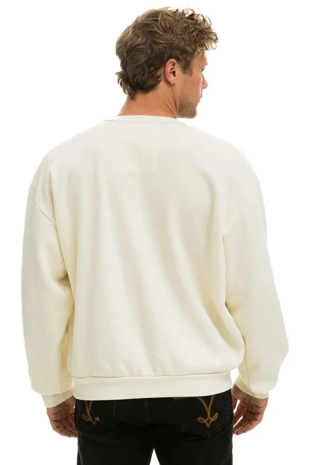 WomenMen Sweatshirts Aviator Nation Logo Relaxed Crew Sweatshirt 8211 Vintage White