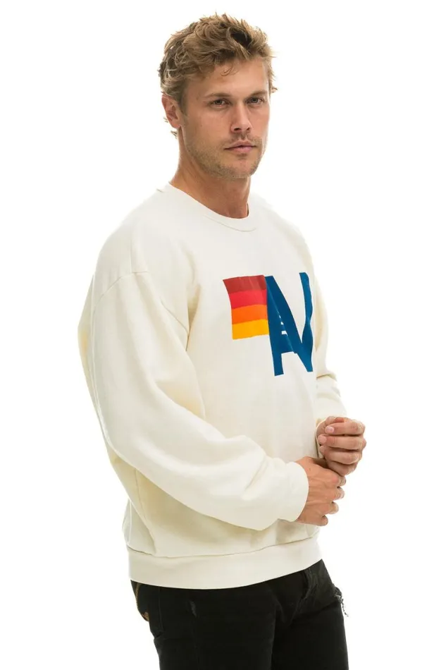 WomenMen Sweatshirts Aviator Nation Logo Relaxed Crew Sweatshirt 8211 Vintage White