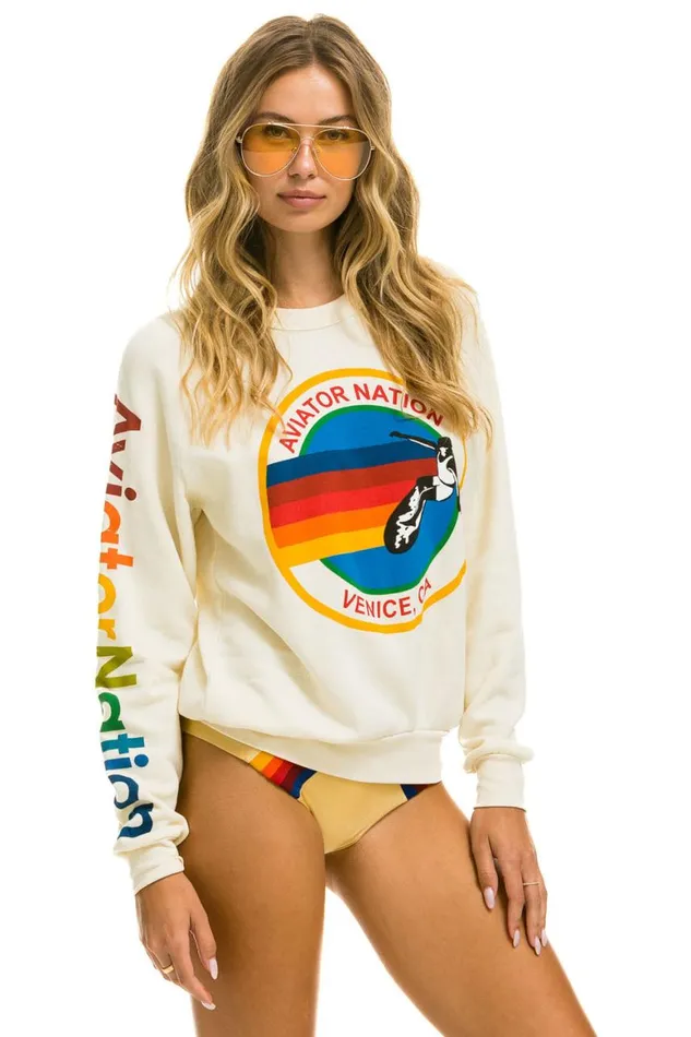 WomenMen Sweatshirts Aviator Nation Sweatshirt 8211 Vintage White