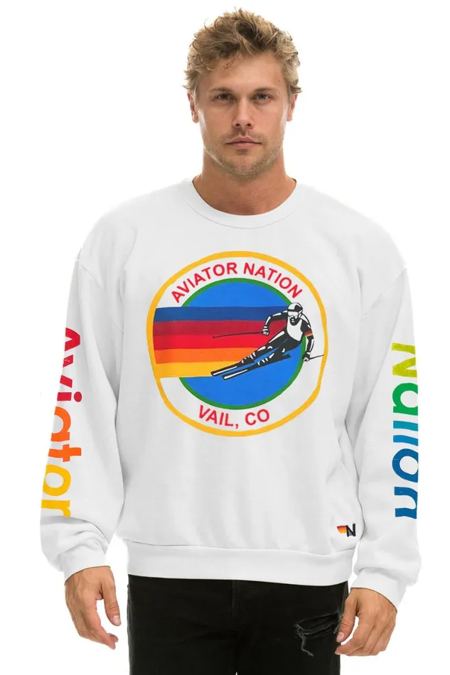 WomenMen Sweatshirts Aviator Nation Vail Relaxed Crew Sweatshirt 8211 White