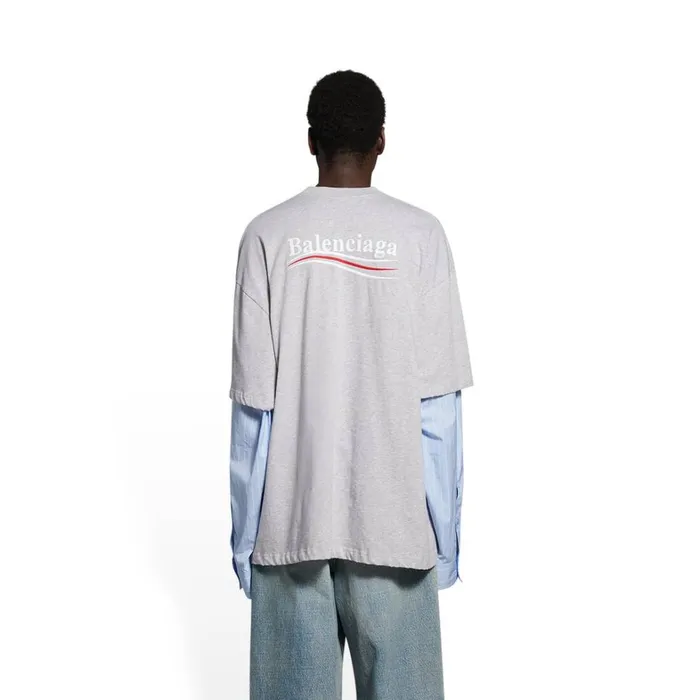 WomenMen Tshirts Balenciaga Political Campaign Layered Tshirt In Grey